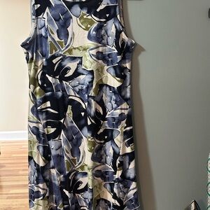 Floral Sleeveless Dress - Blue and Green